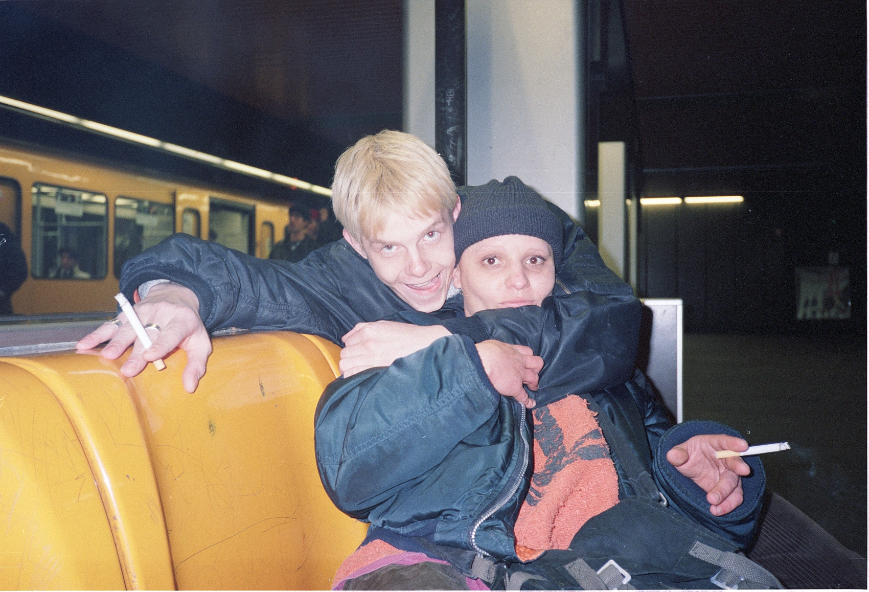 ANFANG BEGINNING_photo by Christian Stemmler_Me and Dana at Kottbusser Tor U8 metro station, February 1996